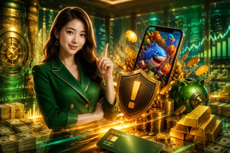 Điện thoại hiển thị game bắn cá với hai lối đi tương phản minh họa nền tảng an toàn và game bắn cá lậu