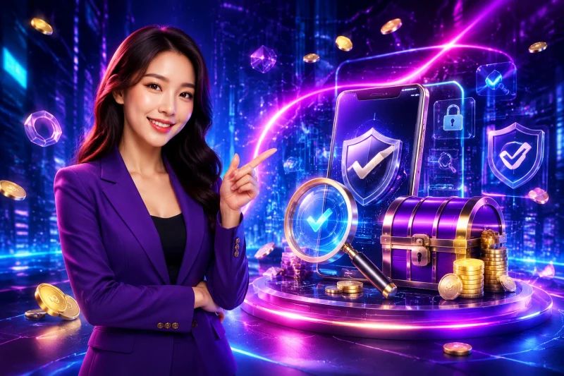 Minh họa các bước tự kiểm chứng nền tảng: kiểm tra tên miền, đối chiếu nhiều nguồn và chính sách