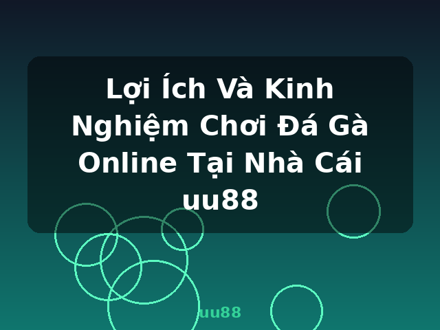 Lợi Ích Và Kinh Nghiệm Chơi Đá Gà Online Tại Nhà Cái uu88 - uu88
