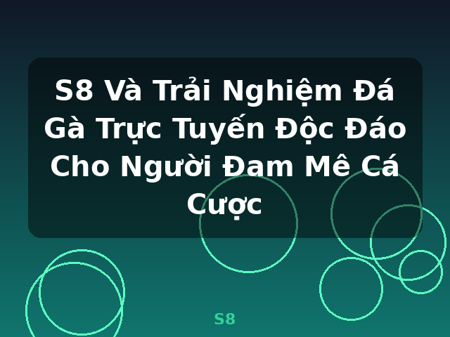 S8 Và Trải Nghiệm Đá Gà Trực Tuyến Độc Đáo Cho Người Đam Mê Cá Cược - S8