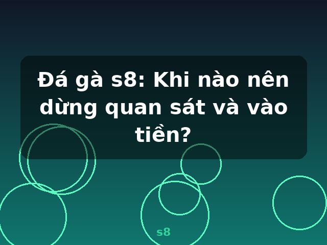 Đá gà s8: Khi nào nên dừng quan sát và vào tiền? - s8